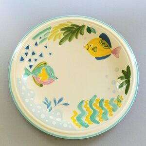 Barrier Reef Dinner Plate, Fish & Sea Plants, Aqua Trim, Studio Nova, Whimsical